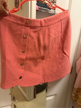 LOFT Coral Button-Front Mini Skirt